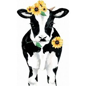 Krava so slnečnicami, 40 × 50 cm, bez rámu a bez napnutia plátna