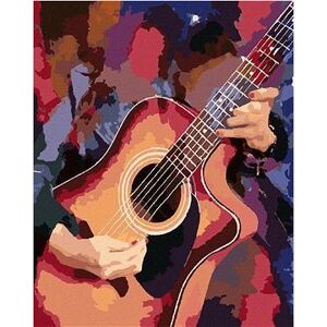 Gitara na farebnom pozadí, 80 × 100 cm, vypnuté plátno na rám