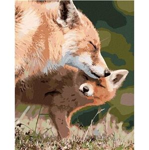 Líška a mláďa, 80 × 100 cm, bez rámu a bez napnutia plátna