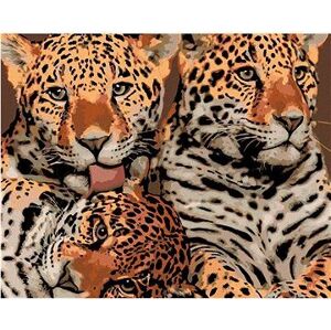 Matka jaguára a dve mláďatá, 40 × 50 cm, plátno napnuté na rám