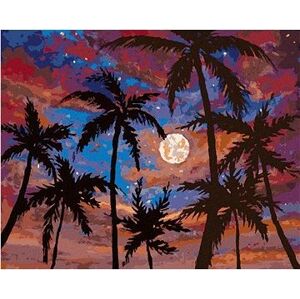 Mesiac medzi palmami, 80 × 100 cm, plátno napnuté na rám