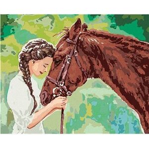 Mladé dievča s koňom, 40×50 cm, bez rámu a bez vypnutia plátna