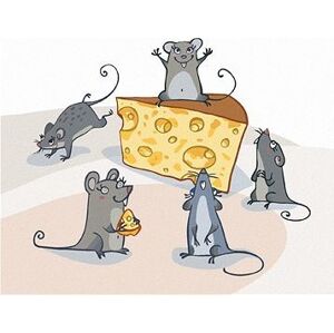 Myšky a syr, 80 × 100 cm, bez rámu a bez napnutia plátna