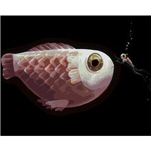Obria ryba s potápačom, 80 × 100 cm, bez rámu a bez napnutia plátna