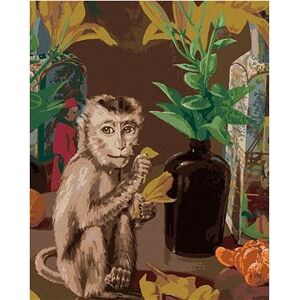Opica hrajúca sa s lístkami, 80 × 100 cm, bez rámu a bez napnutia plátna