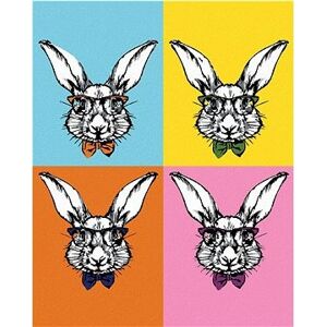 Pop-art králiky s okuliarmi, 40×50 cm, vypnuté plátno na rám