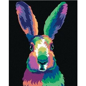Pop-art králik na čiernom pozadí, 40×50 cm, bez rámu a bez vypnutia plátna