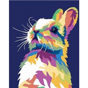 Pop-art králik na modrom pozadí, 80×100 cm, bez rámu a bez vypnutia plátna