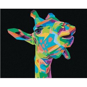 Pop-art žirafa na čiernom pozadí, 40×50 cm, bez rámu a bez vypnutia plátna