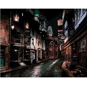 Priečna ulica v noci (Harry Potter), 40×50 cm, bez rámu a bez vypnutia plátna