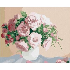 Ruže na ružovom pozadí, 40×50 cm, bez rámu a bez vypnutia plátna