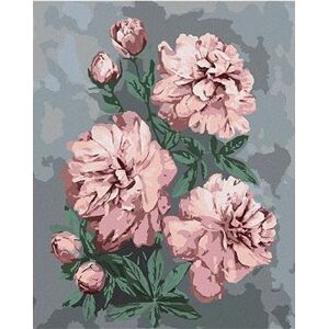 Ružové pivonky na abstraktnom pozadí, 40 × 50 cm, bez rámu a bez napnutého plátna