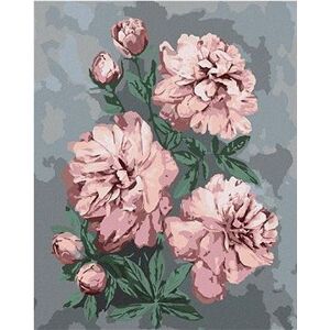 Ružové pivonky na abstraktnom pozadí, 40×50 cm, vypnuté plátno na rám