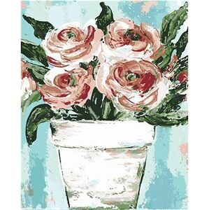 Ružové Ruže v kvetináči (Haley Bush), 40×50 cm, bez rámu a bez vypnutia plátna