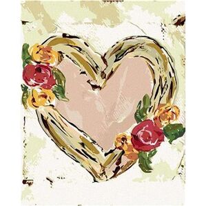 Ružové srdce s kvetinami (Haley Bush), 40×50 cm, bez rámu a bez vypnutia plátna