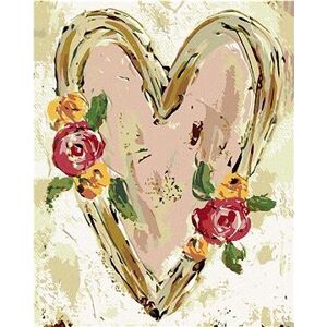 Ružové srdce s kvetmi II (Haley Bush), 40 × 50 cm, plátno napnuté na rám