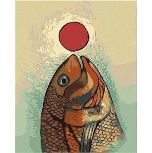 Ryba s červeným kolieskom, 40×50 cm, bez rámu a bez vypnutia plátna