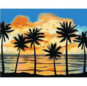 Slnko svietiace na palmy, 40 × 50 cm, napnuté plátno na ráme