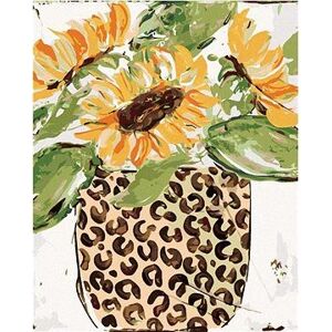 Slnečnice v leopardej váze (Haley Bush), 80 × 100 cm, bez rámu a bez napnutia plátna