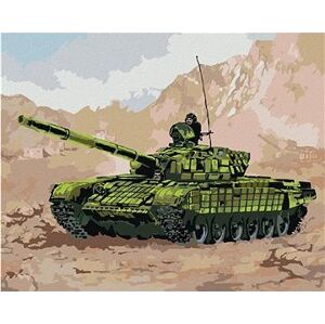 Tank vo vojne v horách, 40 × 50 cm, bez rámu a bez napnutia plátna