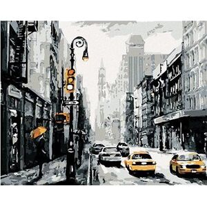 Ulice v New Yorku a taxíky, 40×50 cm, vypnuté plátno na rám