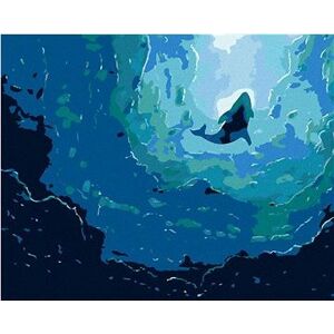 Veľryba a modrý oceán, 40×50 cm, bez rámu a bez vypnutia plátna