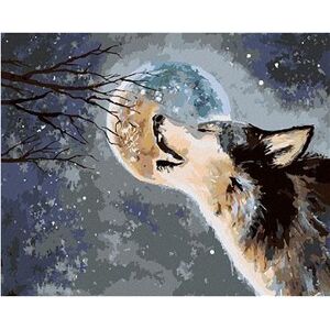 Vlk vyjúci na mesiac, 80 × 100 cm, bez rámu a bez napnutia plátna