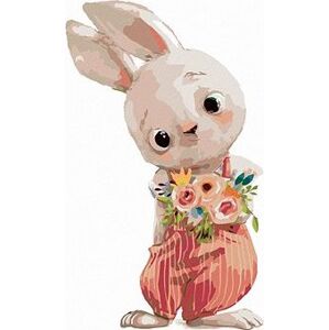 Zajac s kvetinkami, 40 × 50 cm, bez rámu a bez vypnutia plátna