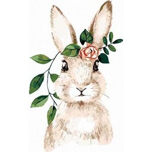 Zajac s ružou, 40×50 cm, vypnuté plátno na rám