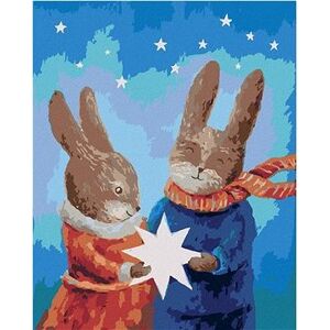 Zamilované zajace, 40×50 cm, vypnuté plátno na rám