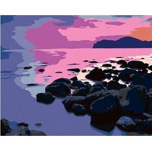 Západ slnka nad skalnatým pobrežím, 40×50 cm, bez rámu a bez vypnutia plátna