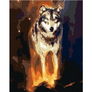 Žiariaci vlk vo vesmíre, 40×50 cm, vypnuté plátno na rám