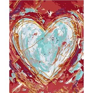 Zelené srdce na červenom pozadí (Haley Bush), 40×50 cm, vypnuté plátno na rám