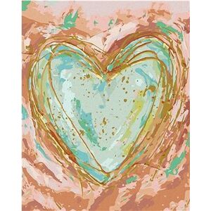 Zelené srdce na ružovom pozadí (Haley Bush), 40×50 cm, vypnuté plátno na rám