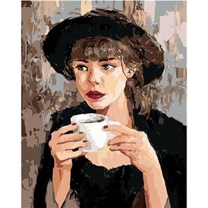Žena s kávou, 80 × 100 cm, plátno napnuté na rám