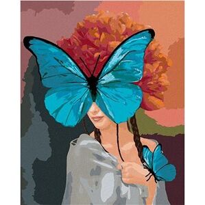 Žena s motýľmi a pivonkami, 40×50 cm, bez rámu a bez vypnutia plátna