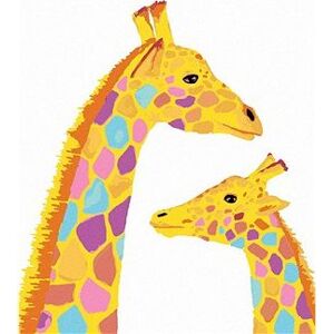Žirafa a jej mláďa, 80 × 100 cm, bez rámu a bez napnutia plátna