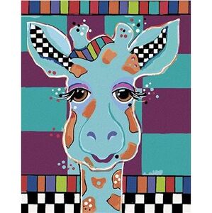 Žirafa na farebnom pozadí (Jonna James), 40×50 cm, bez rámu a bez vypnutia plátna