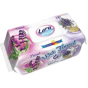 Lara vlhčené ubrousky 120 ks klip Lavender