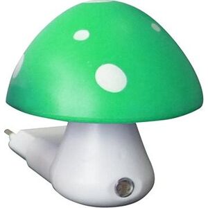 LED detská lampička do zásuvky Muchotrávka zelená 0,4 W/230 V/6400 K, súmrakový senzor