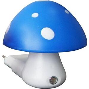 LED detská lampička do zásuvky Muchotrávka modrá 0,4 W/230 V/6 400 K, súmrakový senzor