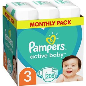 PAMPERS Active Baby veľkosť 3 Midi (208 ks) – mesačné balenie