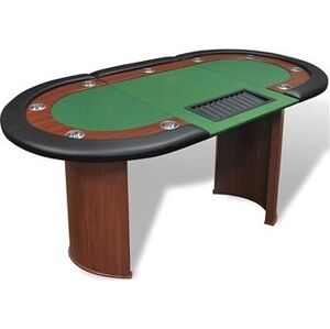 Stôl na poker pre 10 hráčov, zóna pre dílera + držiak na žetóny, zelený 80133