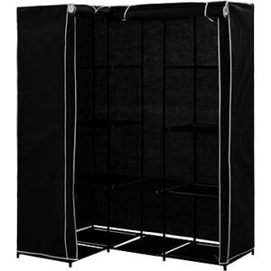 Rohová šatníková skriňa čierna, 130 × 87 × 169 cm