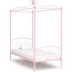 Rám postele s baldachýnom ružový kovový 90 × 200 cm
