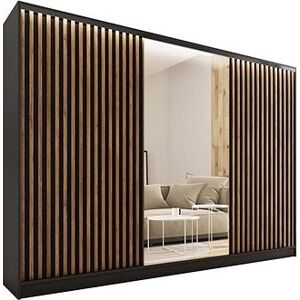 Nejlevnější nábytek Insular 3D 280 se zrcadlem - černý mat / dub lefkas