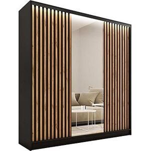 Nejlevnější nábytek Insular 3D 150 se zrcadlem - černý mat / dub wotan