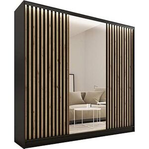 Nejlevnější nábytek Insular 3D 200 so zrkadlom – čierny matný/dub artisan