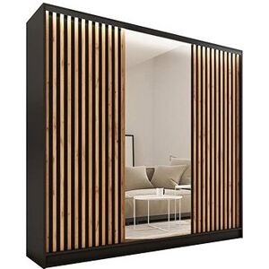 Nejlevnější nábytek Insular 3D 200 so zrkadlom – čierny matný/dub wotan