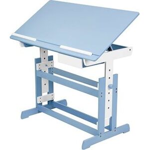 Tectake písací stôl výškovo nastaviteľný 109 × 55 × 63–94 cm modrý